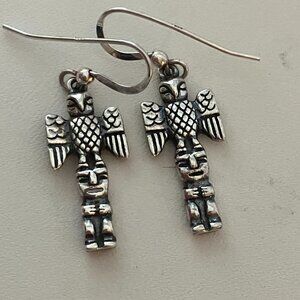 Native 925 Sterling Silver Totem Pole Earrings